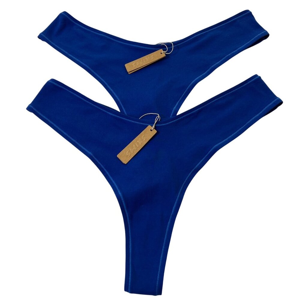 SKIMS Cotton Jersey Dipped Thong Lot of 2 Cobalt‎ 4X